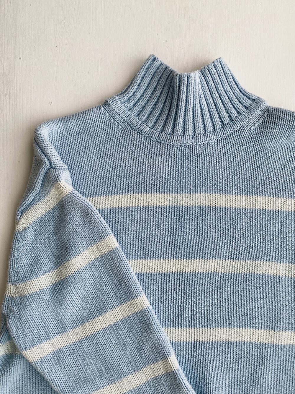 *NWOT* GAP 100% Cotton Light Blue & Cream Striped Turtleneck Sweater